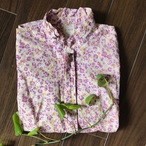 J. Crew The Perfect Shirt Purple Yellow Floral XS
